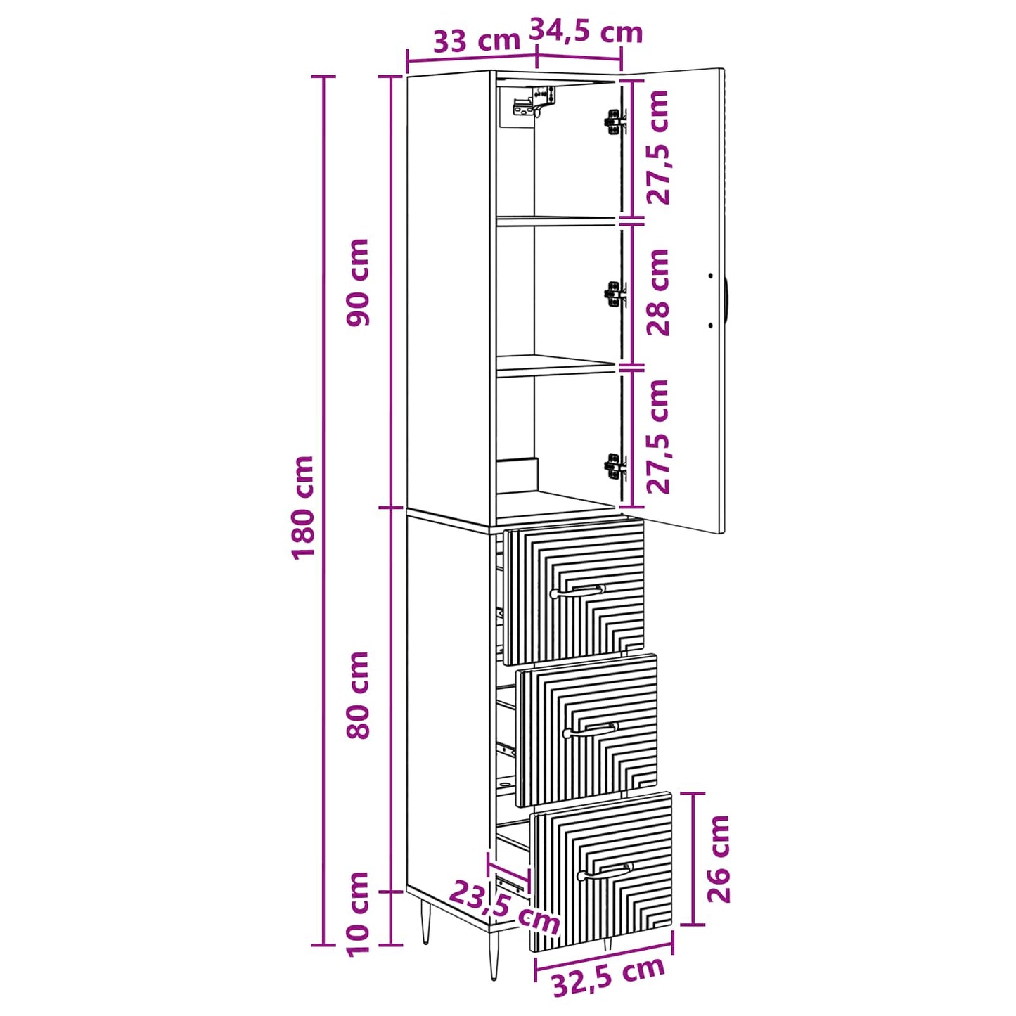 Cabinet Set 2 pcs 33 x 34.5 x 90 cm Engineered Wood Grey Sonoma