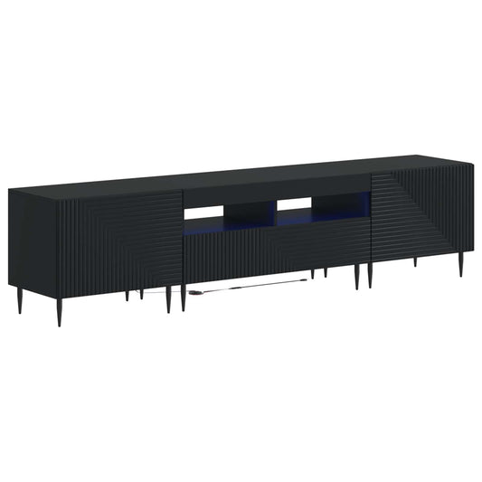 3 Piece LED TV Cabinet Black Engineered Wood 3 Piece LED TV Cabinet Black Engineered Wood