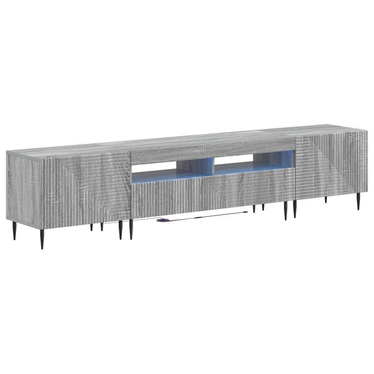 3 Piece LED TV Cabinet Grey Sonoma Engineered Wood 3 Piece LED TV Cabinet Grey Sonoma Engineered Wood