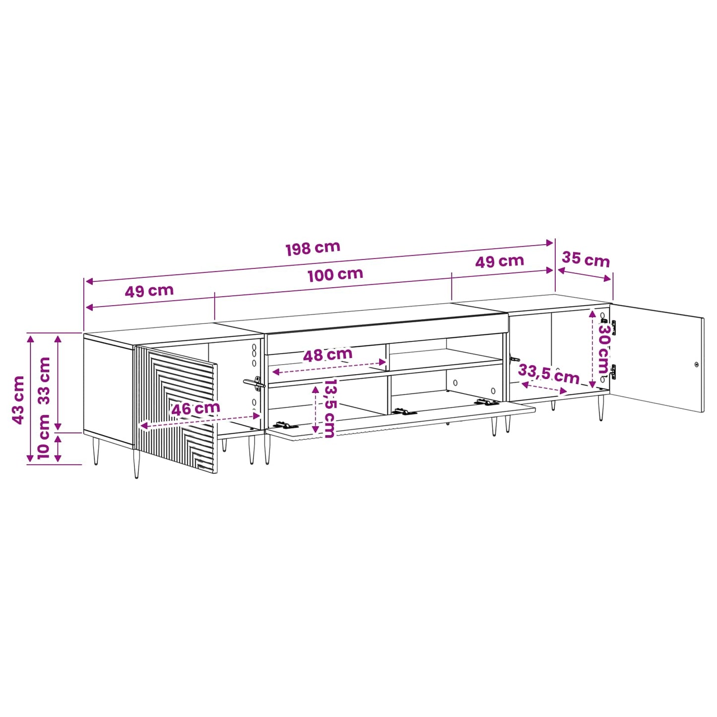 3 Piece LED TV Cabinet Grey Sonoma Engineered Wood