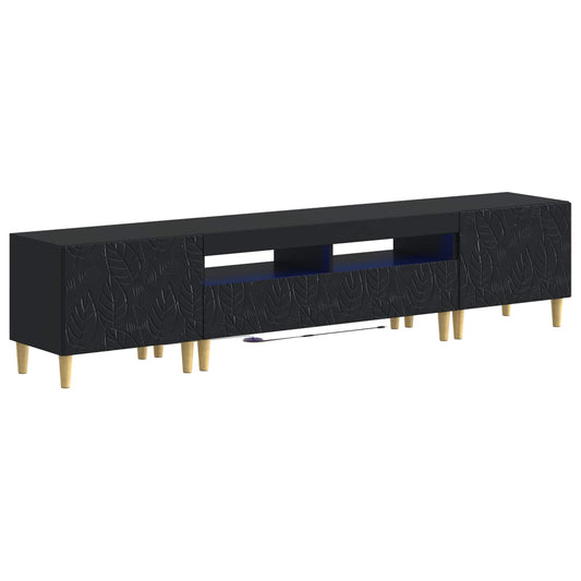 3 Piece LED TV Cabinet DELFT Black Engineered Wood 3 Piece LED TV Cabinet DELFT Black Engineered Wood