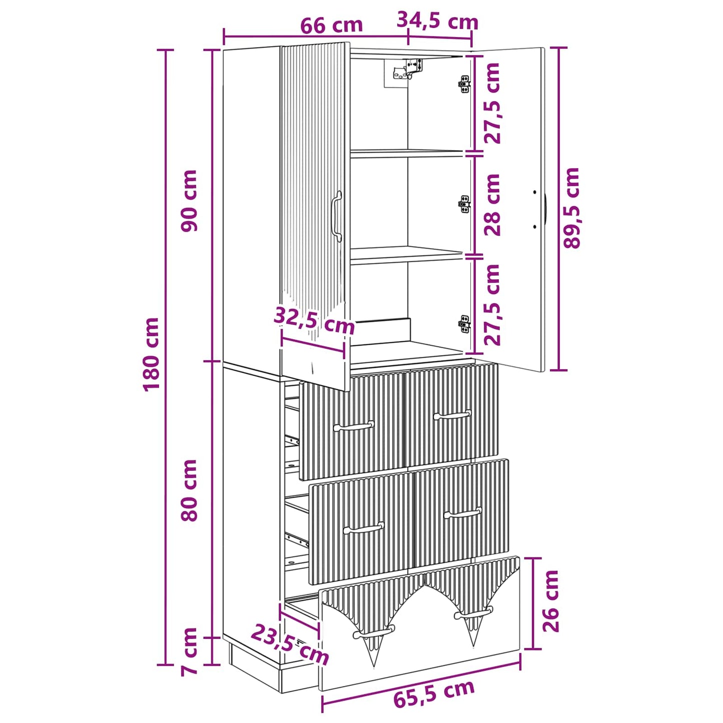 Cabinet Set 2 pcs 66 x 34.5 x 87 cm Engineered Wood Black