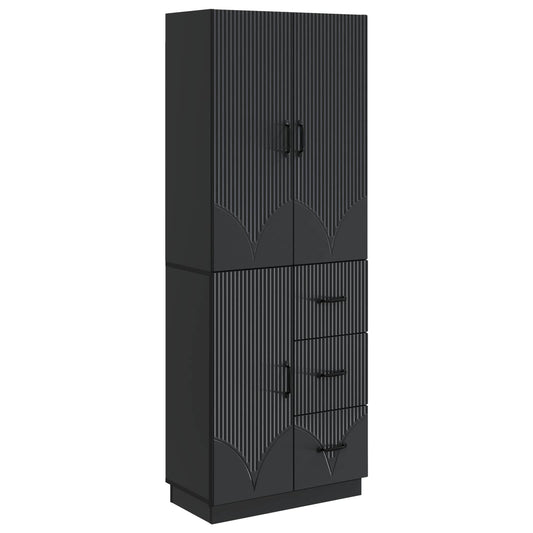 Cabinet Set 2 pcs Black Engineered Wood Cabinet Set 2 pcs Black Engineered Wood