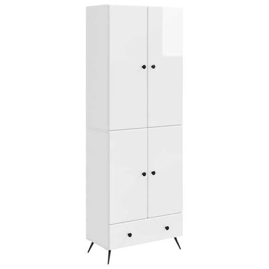Cabinet Set 2 pcs High Gloss White Engineered Wood Cabinet Set 2 pcs High Gloss White Engineered Wood