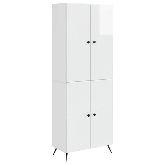 Cabinet Set 2 pcs High Gloss White Engineered Wood Cabinet Set 2 pcs High Gloss White Engineered Wood