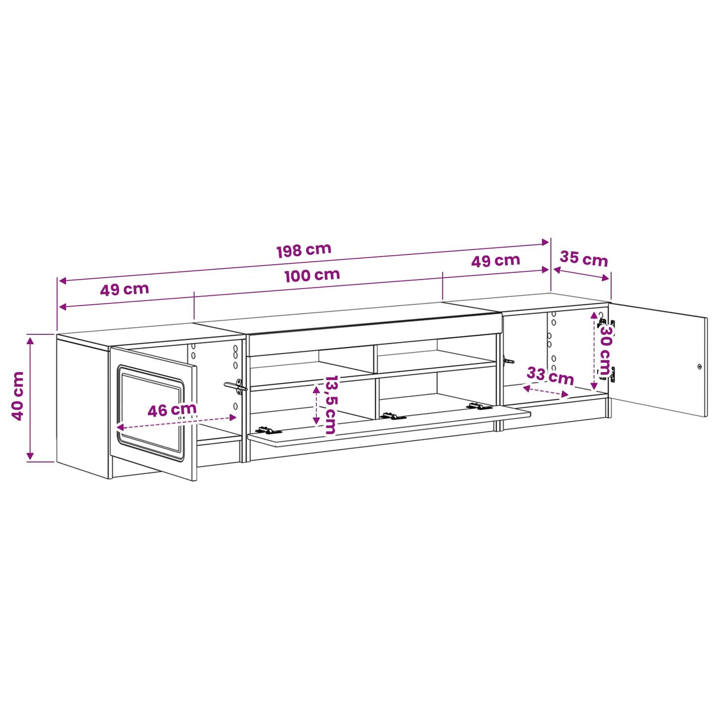 5 Piece LED TV Cabinet Old Wood Engineered Wood