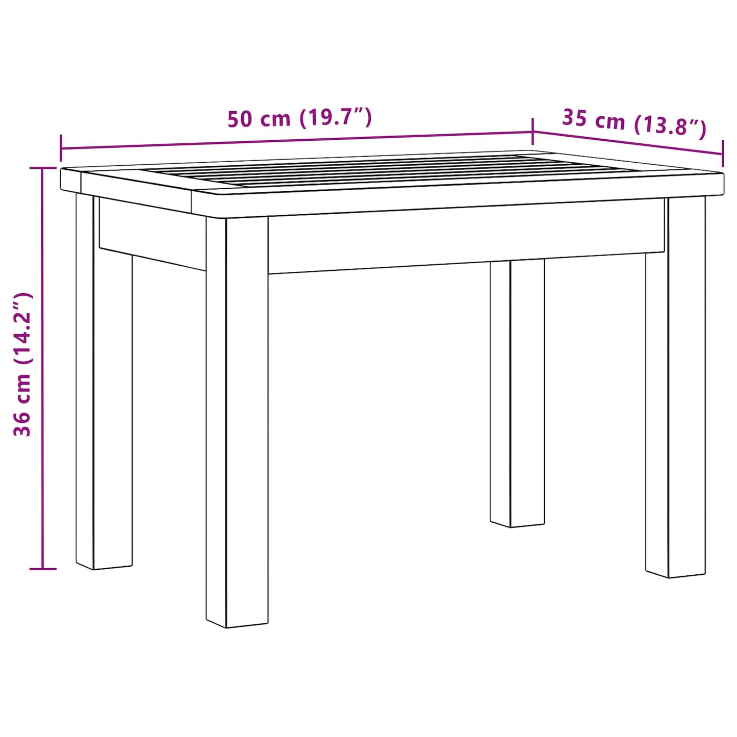 Coffee Table Light Acacia 50 x 35 x 36 cm Solid Acacia Wood