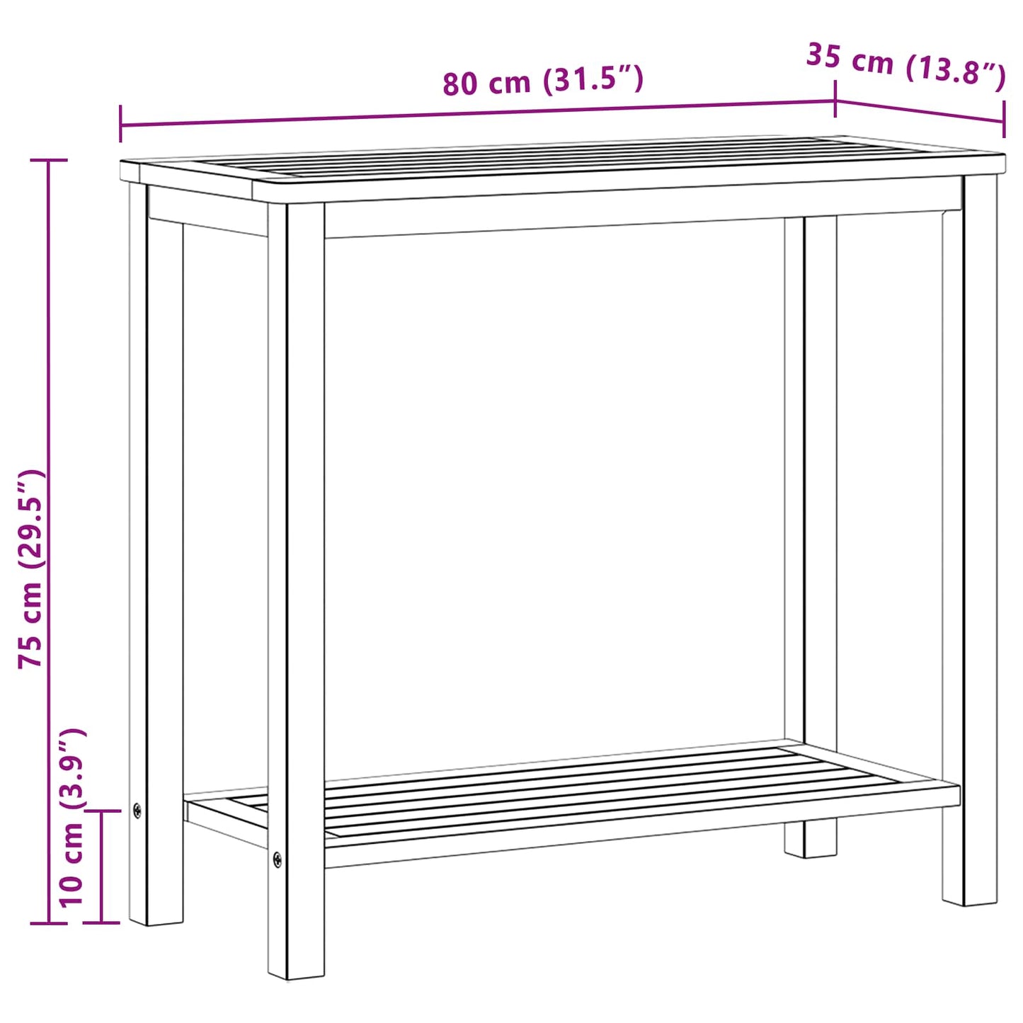 Garden Console Table with Storage Light Acacia 80 x 35 x 75 cm