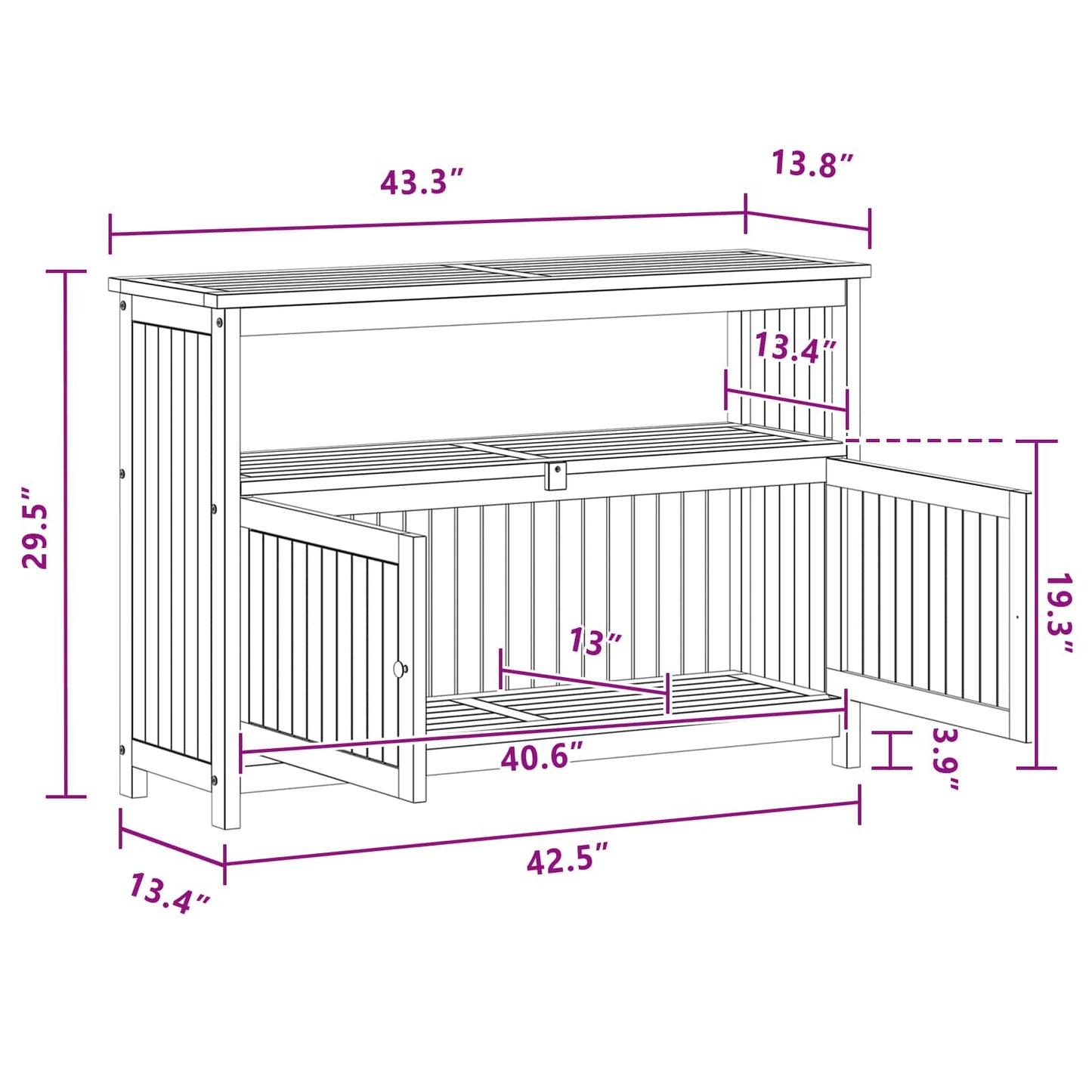 Garden Console Table with Storage Light Acacia 110 x 35 x 75 cm
