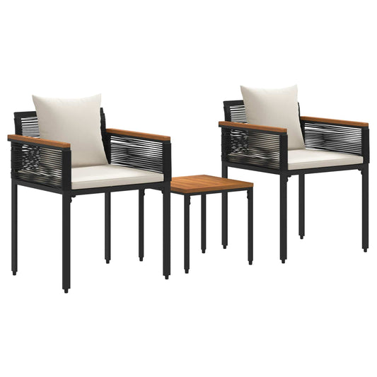 Outdoor Furniture Set 3 pcs Black and Cream White PE Rattan Outdoor Furniture Set 3 pcs Black and Cream White PE Rattan