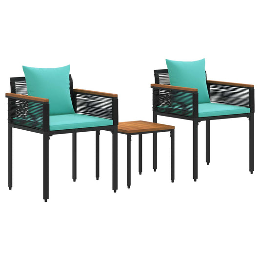 Outdoor Furniture Set 3 pcs Black and Turquoise PE Rattan Outdoor Furniture Set 3 pcs Black and Turquoise PE Rattan