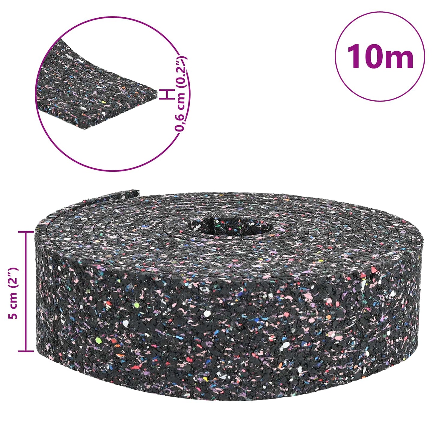 Rubber Granulate Roll Black 1000 x 5 x 0.6 cm Rubber
