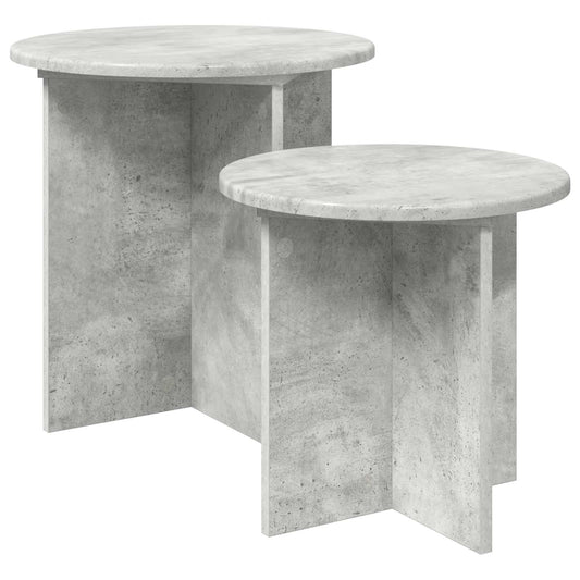Side Table Set 2 pcs Concrete Grey Ø 45 x 45 cm Engineered Wood Side Table Set 2 pcs Concrete Grey Ø 45 x 45 cm Engineered Wood