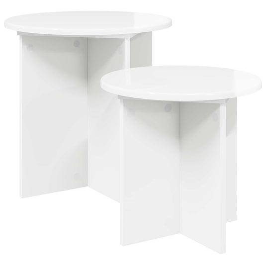 Side Table Set 2 pcs High Gloss White Ø 45 x 45 cm Side Table Set 2 pcs High Gloss White Ø 45 x 45 cm