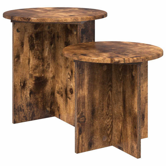 Side Table Set 2 pcs Smoked Oak Engineered Wood Side Table Set 2 pcs Smoked Oak Engineered Wood