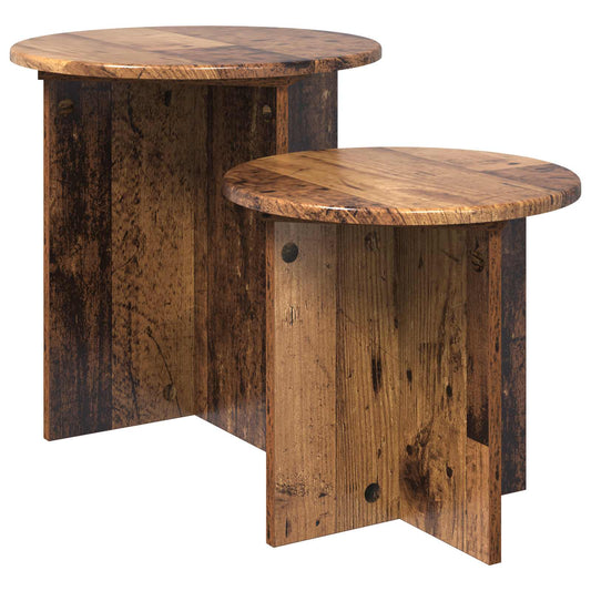 Side Table Set 2 pcs Old Wood Ø 45 x 45 cm Engineered Wood Side Table Set 2 pcs Old Wood Ø 45 x 45 cm Engineered Wood