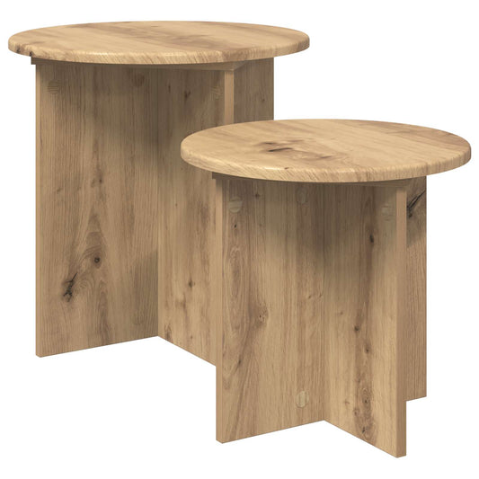 Side Table Set 2 pcs Artisan Oak Ø 45 x 45 cm Engineered Wood Side Table Set 2 pcs Artisan Oak Ø 45 x 45 cm Engineered Wood