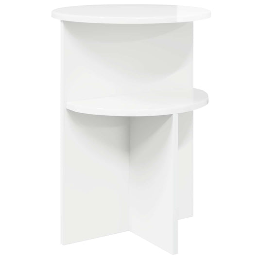 Side Table High Gloss White Ø 39.5 x 55 cm Engineered Wood Side Table High Gloss White Ø 39.5 x 55 cm Engineered Wood
