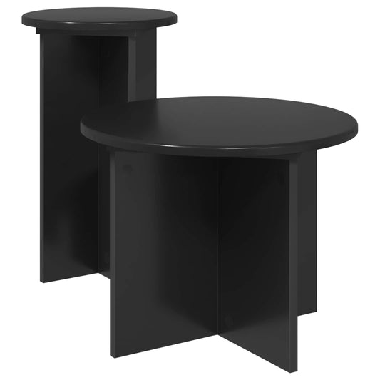 Side Table Set 2 pcs Black Oak Ø 45 x 35 cm Engineered Wood Side Table Set 2 pcs Black Oak Ø 45 x 35 cm Engineered Wood