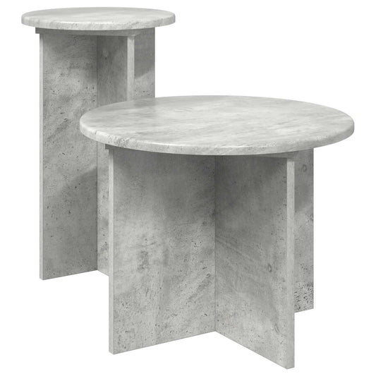 Side Table Set 2 pcs Concrete Grey Ø 45 x 35 cm Engineered Wood Side Table Set 2 pcs Concrete Grey Ø 45 x 35 cm Engineered Wood