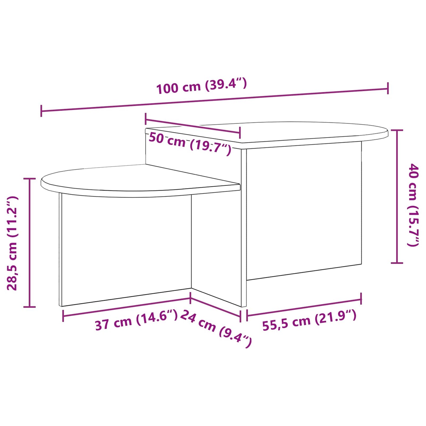 Coffee Table Black Oak 100 x 50 x 40 cm Engineered Wood