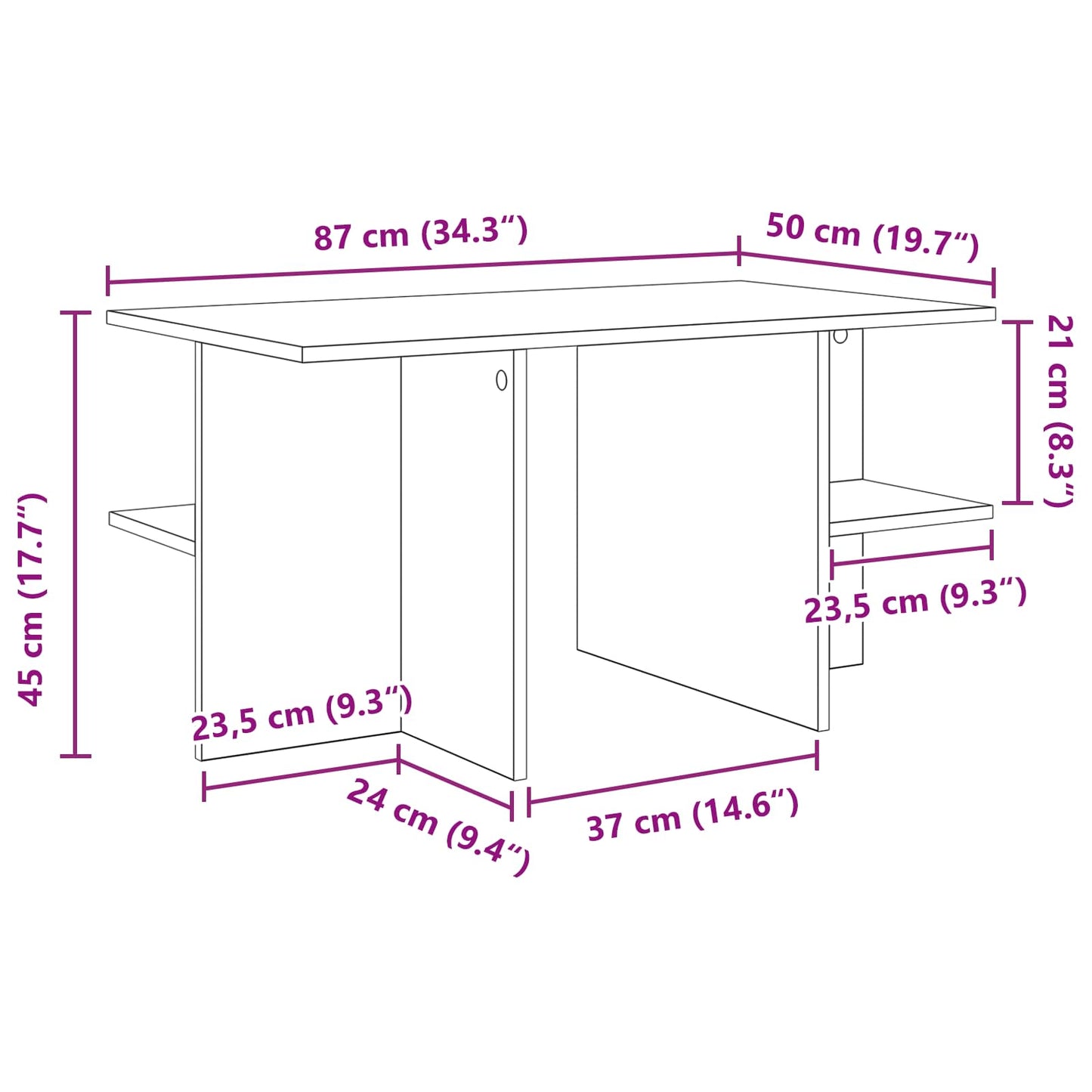 Coffee Table Old Wood 87 x 50 x 45 cm Engineered Wood