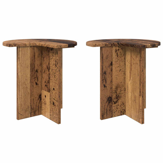 Side Table 2 pcs Old Wood Ø 39 x 38 cm Engineered Wood Side Table 2 pcs Old Wood Ø 39 x 38 cm Engineered Wood