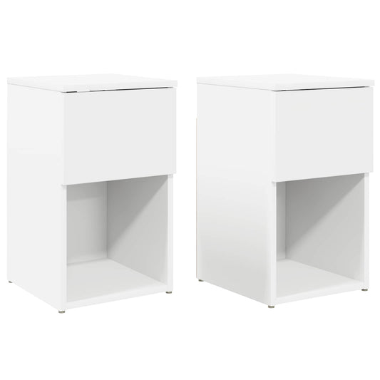Bed Cabinet 2 pcs White 29 x 31.5 x 49 cm Engineered Wood Bed Cabinet 2 pcs White 29 x 31.5 x 49 cm Engineered Wood