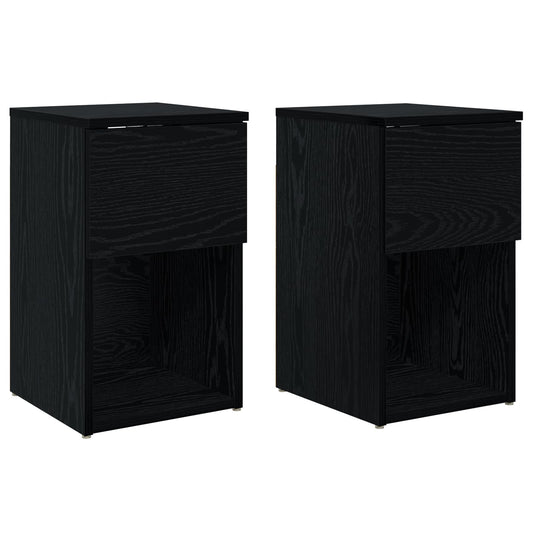 Bed Cabinet 2 pcs Black Oak 29 x 31.5 x 49 cm Engineered Wood Bed Cabinet 2 pcs Black Oak 29 x 31.5 x 49 cm Engineered Wood