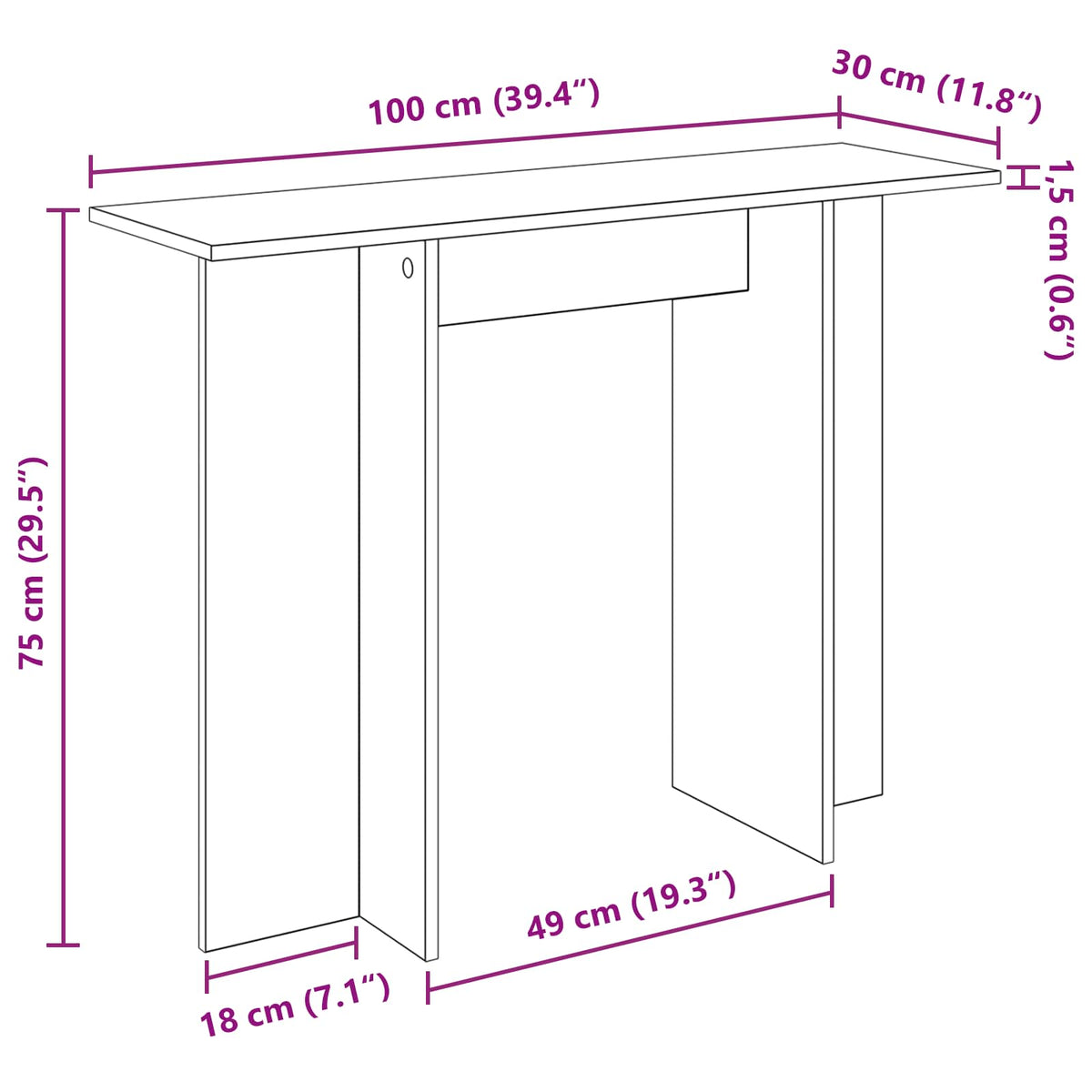 Console Table Smoked Oak 100 x 30 x 75 cm Engineered Wood