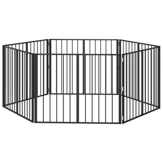 Dog Gate 6 pcs Black 100 x 80 cm Galvanised Steel Dog Gate 6 pcs Black 100 x 80 cm Galvanised Steel