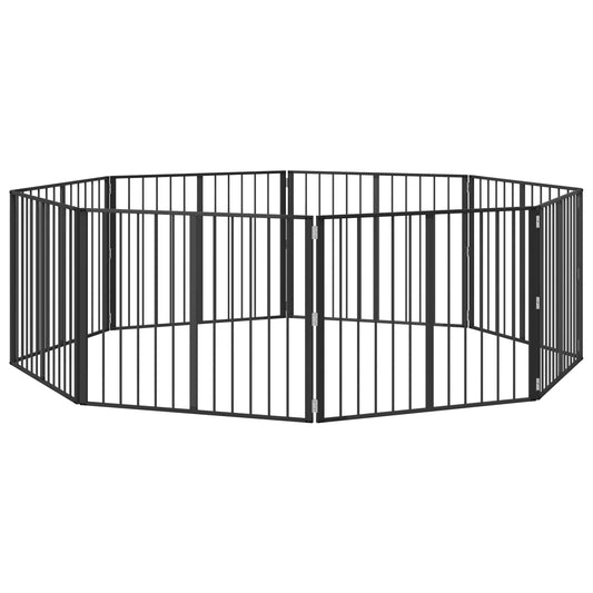 Dog Gate 8 pcs Black 100 x 80 cm Galvanised Steel Dog Gate 8 pcs Black 100 x 80 cm Galvanised Steel