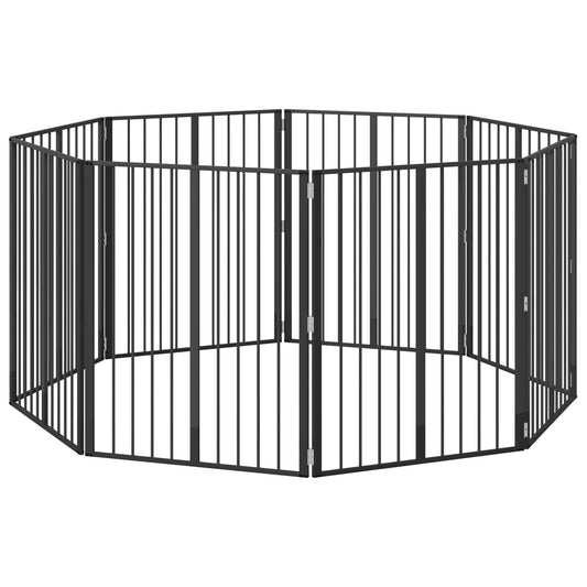 Dog Gate 8 pcs Black 80 x 100 cm Galvanised Steel Dog Gate 8 pcs Black 80 x 100 cm Galvanised Steel