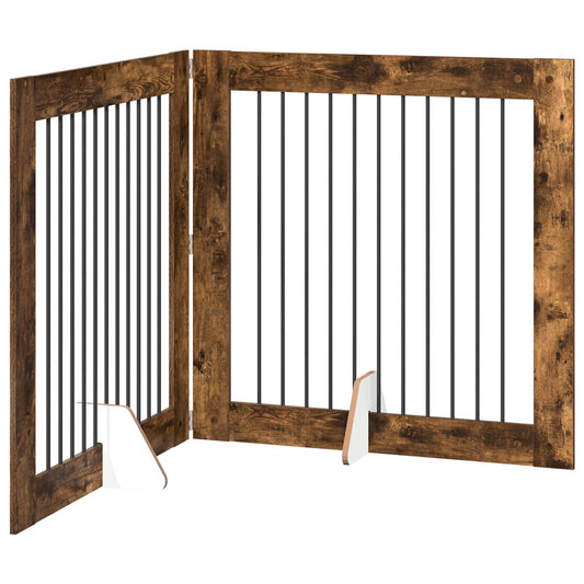 Foldable Dog Gate with Stands 2 pcs Smoked Oak 200.5 cm Foldable Dog Gate with Stands 2 pcs Smoked Oak 200.5 cm