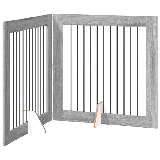 Foldable Dog Gate with Stands 2 pcs Grey Sonoma 200.5 cm Foldable Dog Gate with Stands 2 pcs Grey Sonoma 200.5 cm