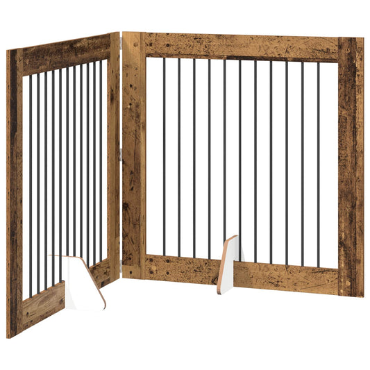 Foldable Dog Gate with Stands 2 pcs Old Wood 200.5 cm Foldable Dog Gate with Stands 2 pcs Old Wood 200.5 cm