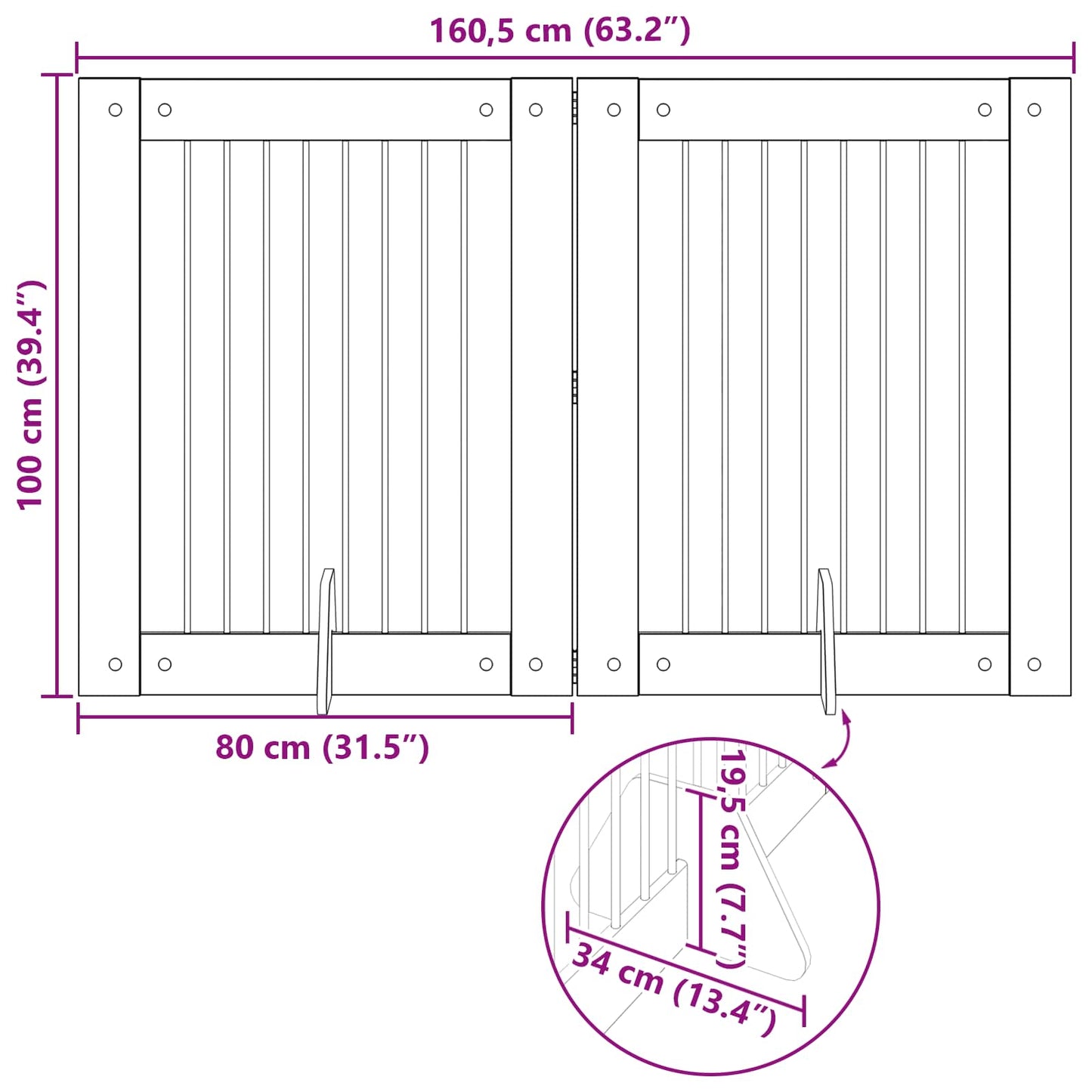 Foldable Dog Gate with Stands 2 pcs Sonoma Oak 160.5 cm