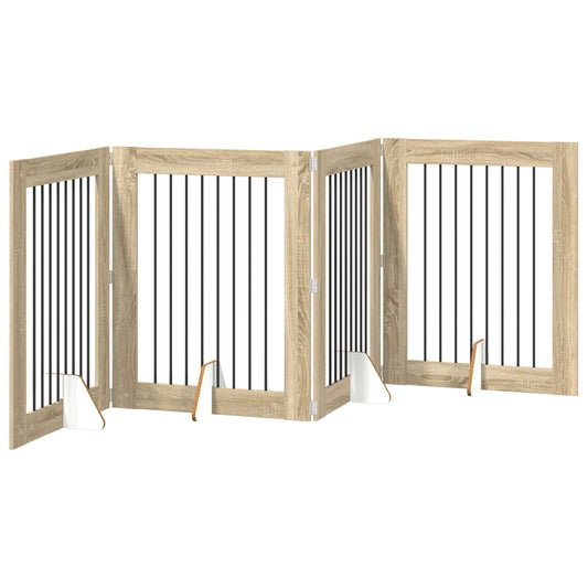 Foldable Dog Gate with Stands 4 pcs Sonoma Oak 321 cm Foldable Dog Gate with Stands 4 pcs Sonoma Oak 321 cm