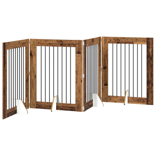 Foldable Dog Gate with Stands 4 pcs Old Wood 321 cm Foldable Dog Gate with Stands 4 pcs Old Wood 321 cm