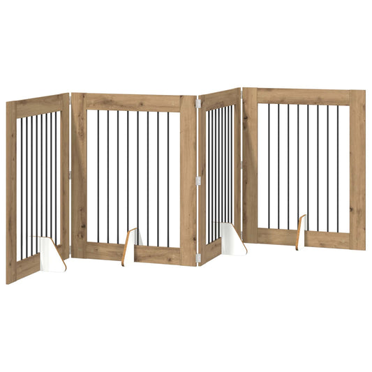 Foldable Dog Gate with Stands 4 pcs Artisan Oak 321 cm Foldable Dog Gate with Stands 4 pcs Artisan Oak 321 cm