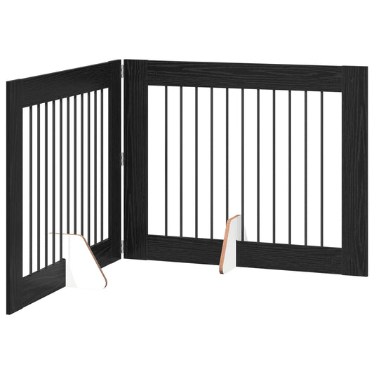 Foldable Dog Gate with Stands 2 pcs Black Oak 200.5 cm Foldable Dog Gate with Stands 2 pcs Black Oak 200.5 cm