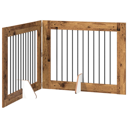 Foldable Dog Gate with Stands 2 pcs Old Wood 200.5 cm Foldable Dog Gate with Stands 2 pcs Old Wood 200.5 cm