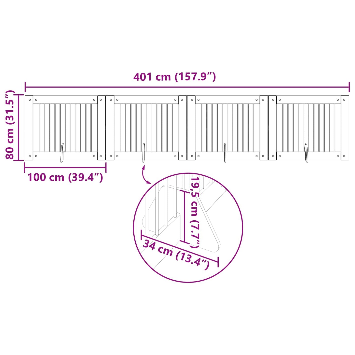Foldable Dog Gate with Stands 4 pcs Sonoma Oak 401 cm