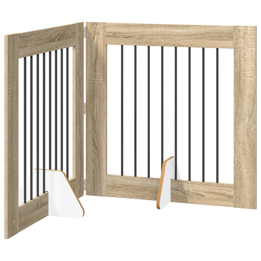 Foldable Dog Gate with Stands 2 pcs Sonoma Oak 160.5 cm Foldable Dog Gate with Stands 2 pcs Sonoma Oak 160.5 cm