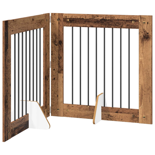 Foldable Dog Gate with Stands 2 pcs Old Wood 160.5 cm Foldable Dog Gate with Stands 2 pcs Old Wood 160.5 cm
