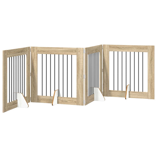 Foldable Dog Gate with Stands 4 pcs Sonoma Oak 321 cm Foldable Dog Gate with Stands 4 pcs Sonoma Oak 321 cm