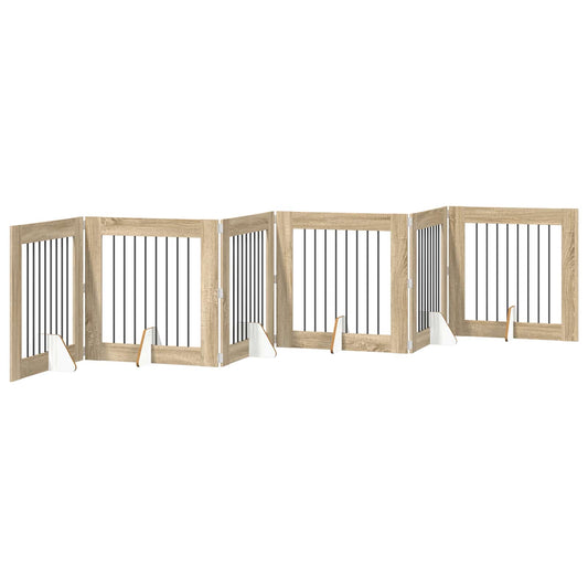 Foldable Dog Gate with Stands 6 pcs Sonoma Oak 482 cm Foldable Dog Gate with Stands 6 pcs Sonoma Oak 482 cm