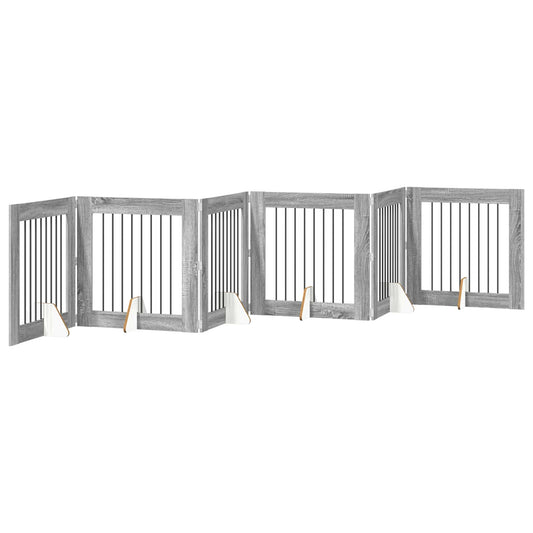 Foldable Dog Gate with Stands 6 pcs Grey Sonoma 482 cm Foldable Dog Gate with Stands 6 pcs Grey Sonoma 482 cm