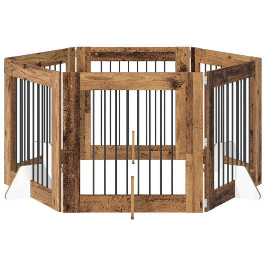 Foldable Dog Gate with Stands 6 pcs Old Wood 482 cm Foldable Dog Gate with Stands 6 pcs Old Wood 482 cm