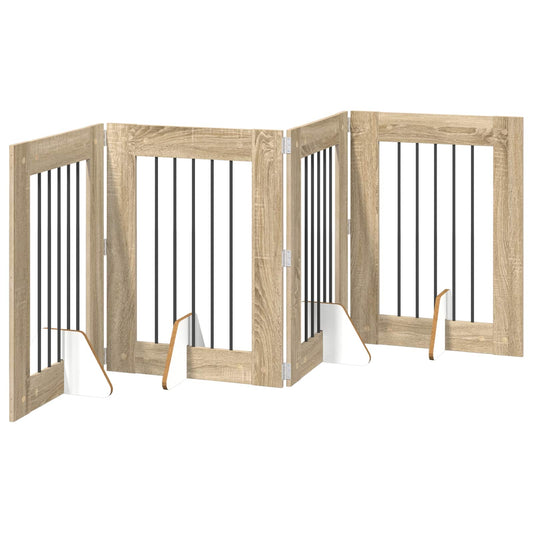 Foldable Dog Gate with Stands 4 pcs Sonoma Oak 241 cm Foldable Dog Gate with Stands 4 pcs Sonoma Oak 241 cm